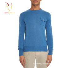 Custom Cashmere Wool Männer Pullover mit Brusttasche